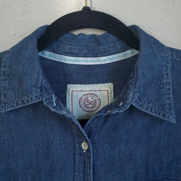 SO Blue Demin Button Up Shirt - Picture 3 of 10